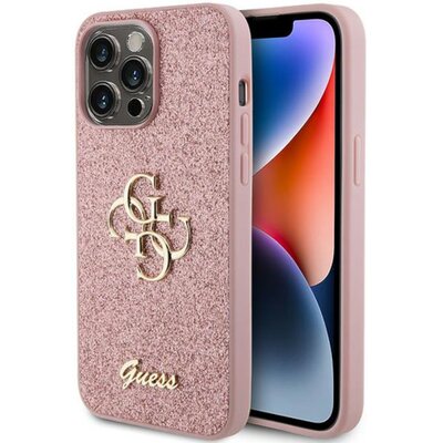 Etui GUESS Glitter Script 4G Big do Apple iPhone 15 Pro Max Różowy
