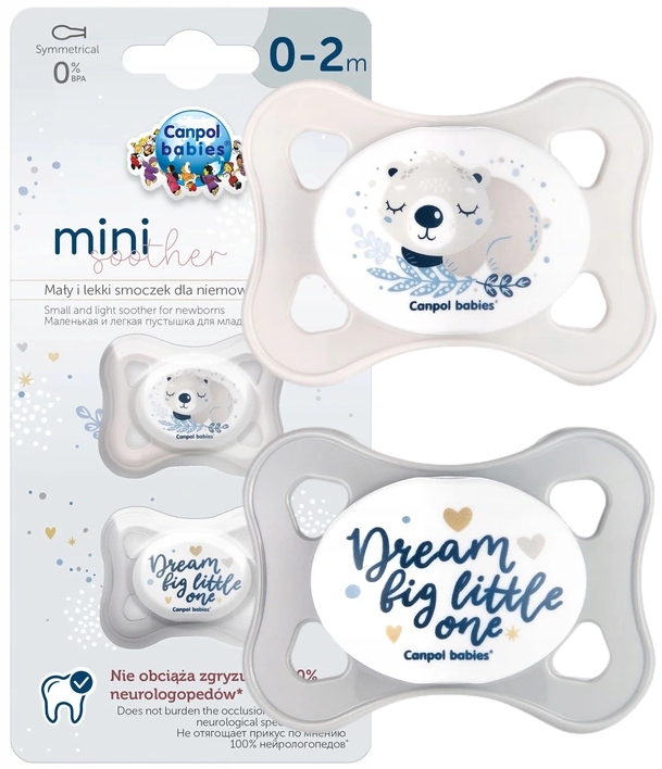 Canpol zestaw smoczków symetrycznych mini 0-2m