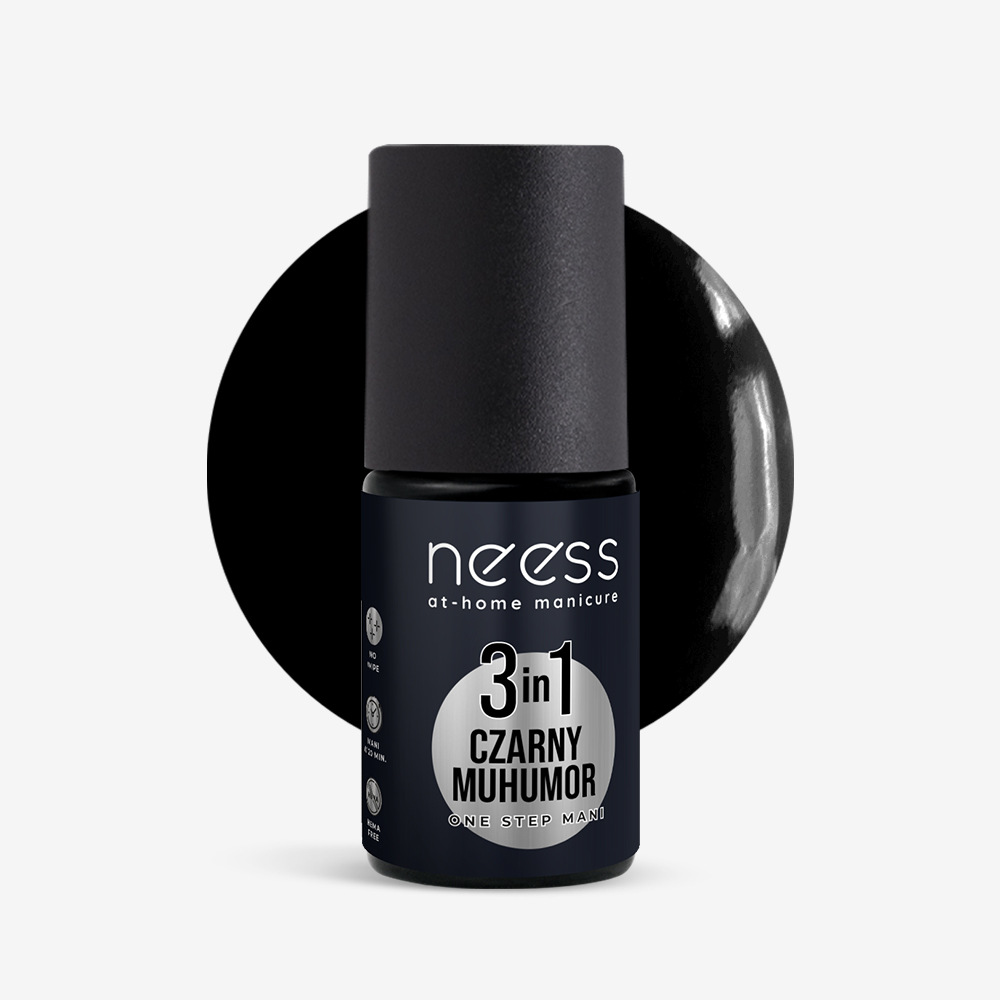Neess One Step hybrydowa baza, kolor i top 3w1 do paznokci czarny muhomor, 4 ml