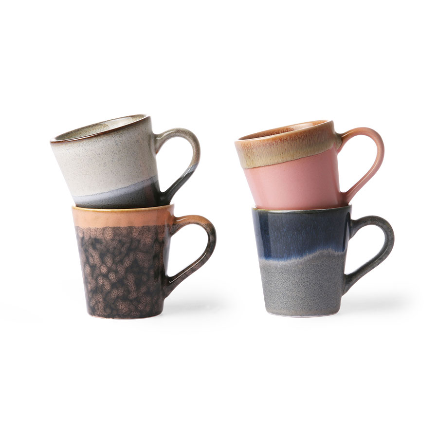 HK Living - Zestaw 4 ceramicznych kubków do espresso 70's