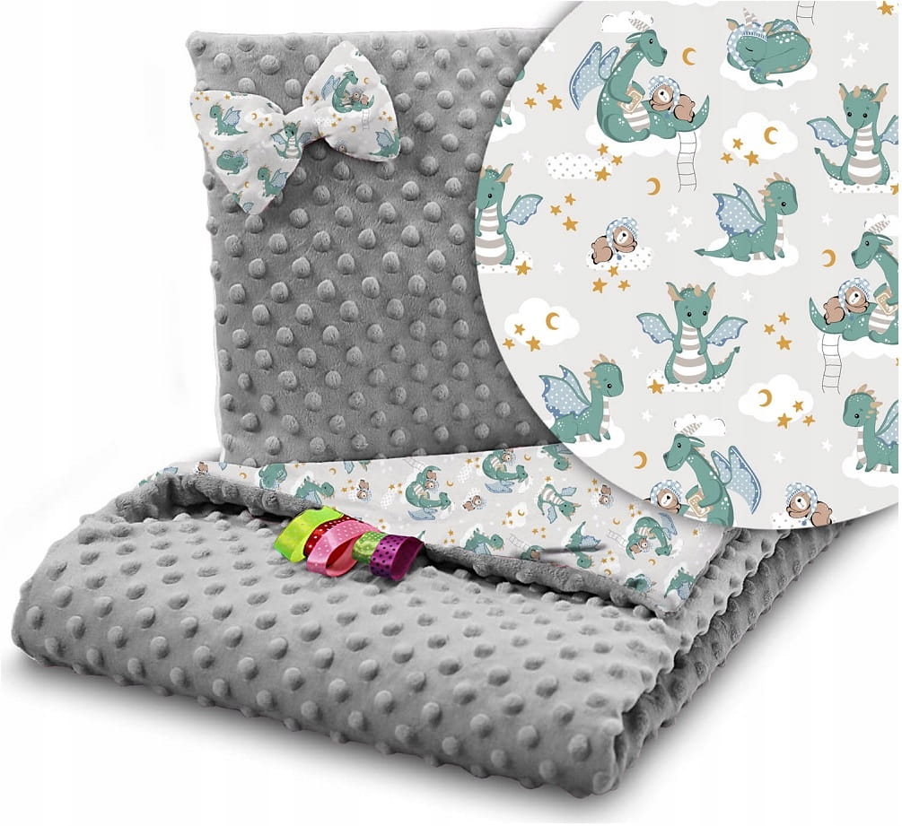 Babymam komplet do wózka minky kocyk + poduszka