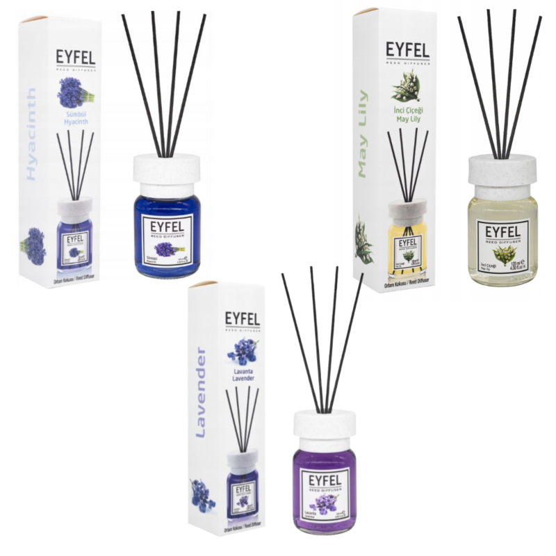 Eyfel zestaw zapachów do domu: zapach hiacynt, 120 ml + zapach konwalia, 120 ml + zapach lawenda, 120 ml