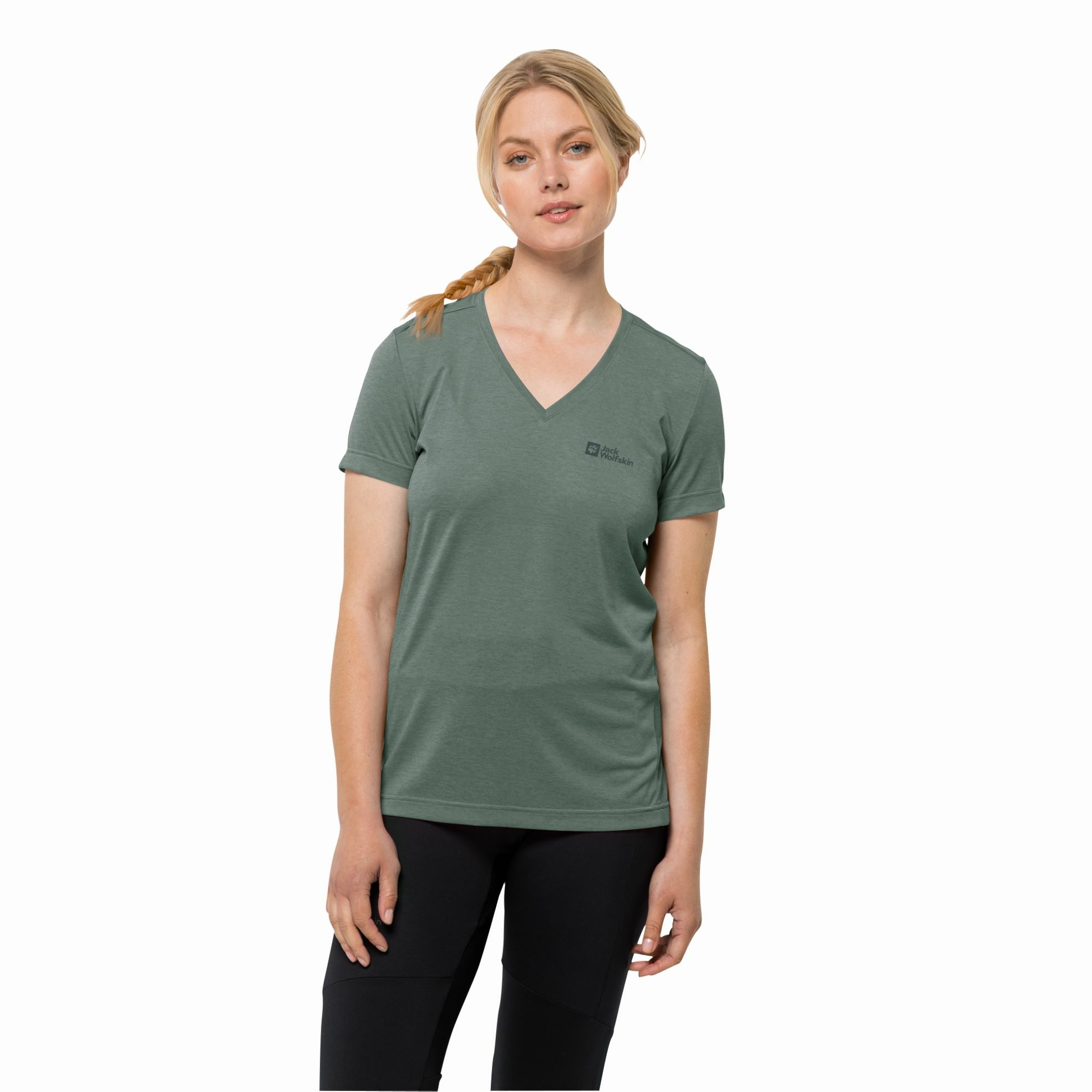 T-shirt damski Jack Wolfskin CROSSTRAIL T WOMEN hedge green - L