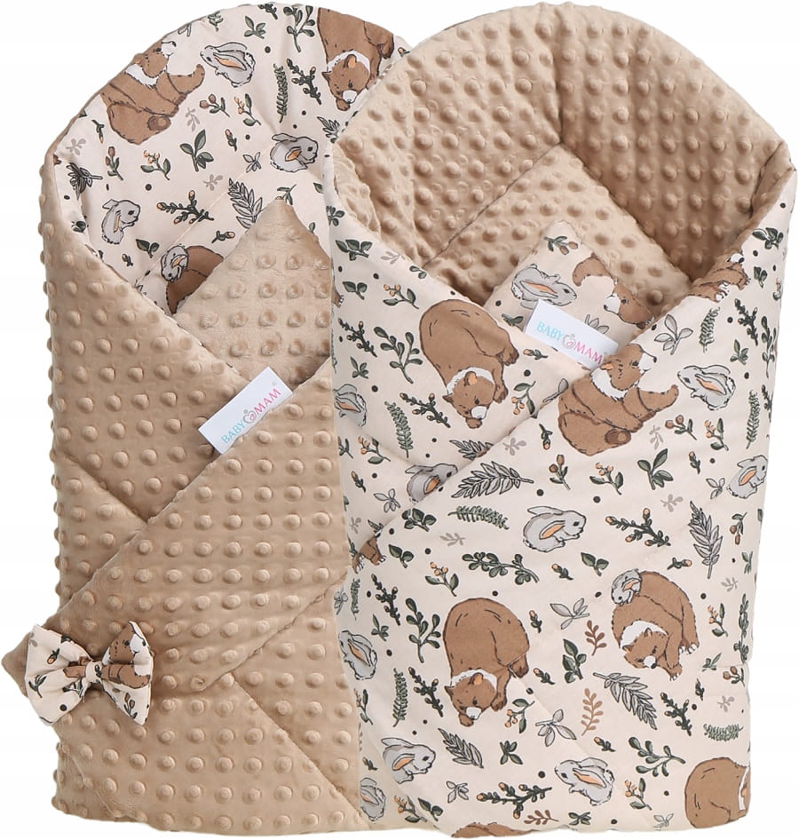 Babymam rożek becik niemowlęcy otulacz minky 80x80