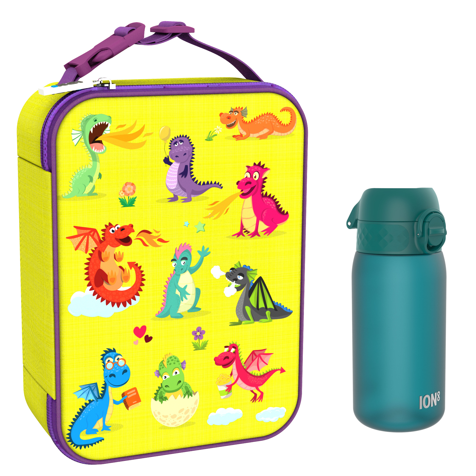 Ion8 zestaw: lunchbag Smoki, 1 szt. + bidon na wodę, poj. 0,4 l, 1 szt.