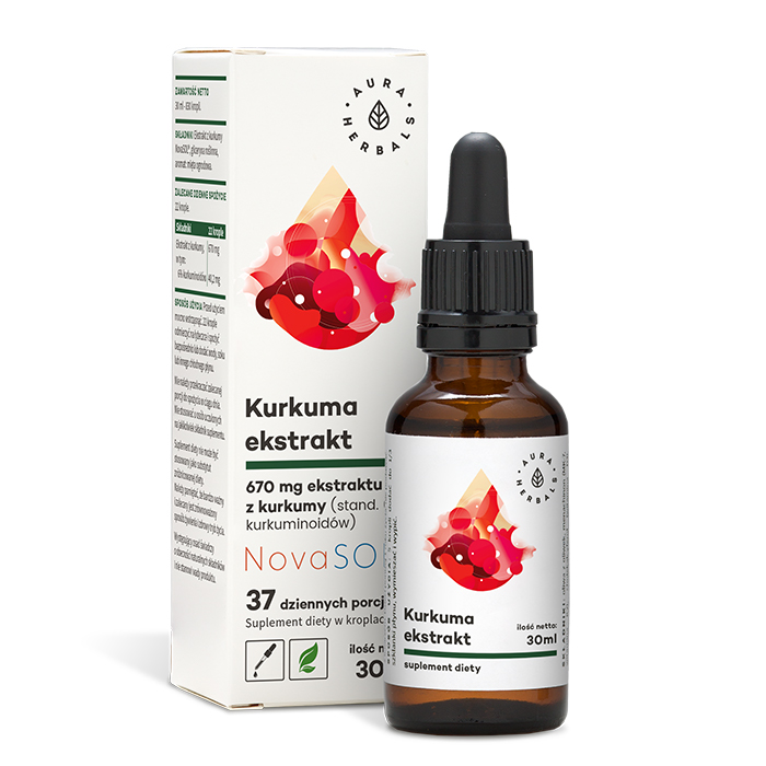 Aura Herbals suplement diety kurkuma, ekstrakt NovaSOL w kroplach, 30 ml