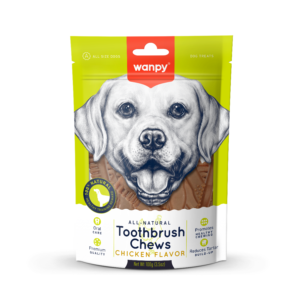 Wanpy Toothbrush Chews Chicken Flavor Gryzaki dentystyczne szczoteczki dla psa o smaku kurczaka, 100 g