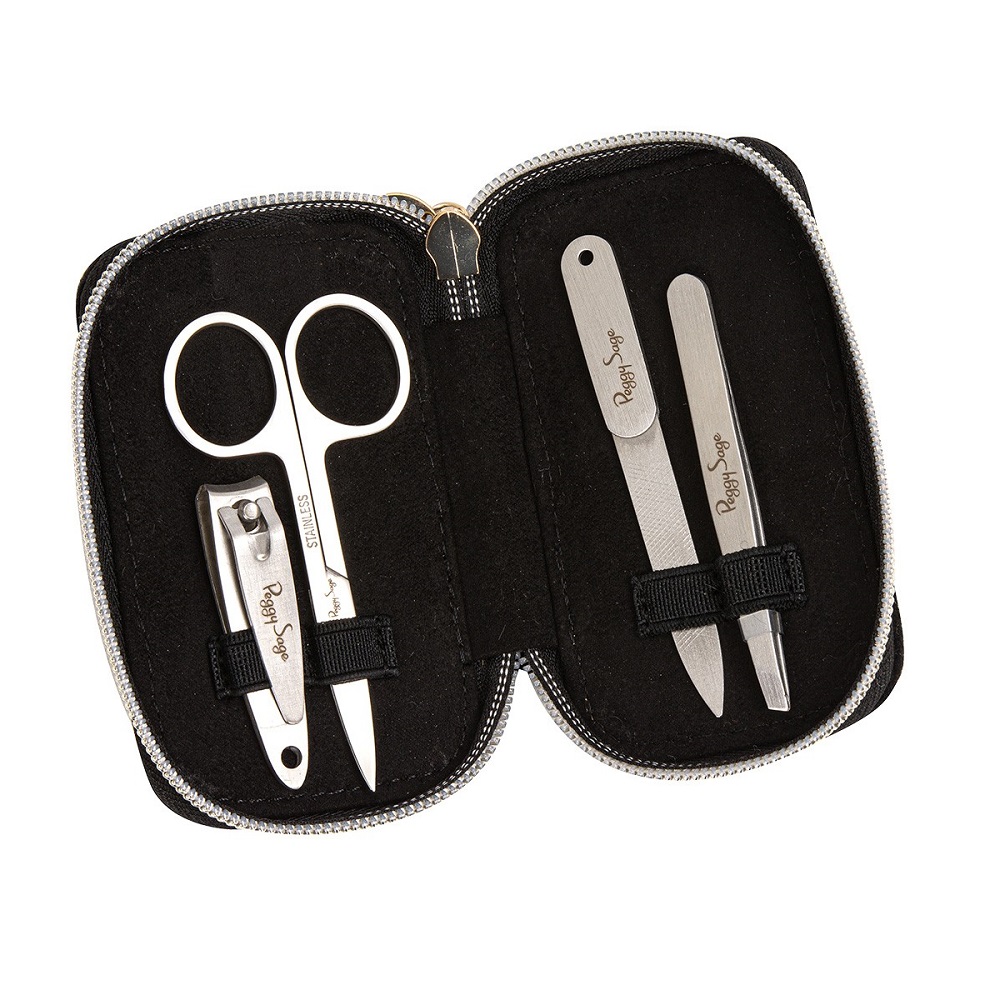 Peggy Sage zestaw do manicure: pęseta, 1 szt. + obcinacz do paznokci, 1 szt. + nożyczki, 1 szt. + pilniczek, 1 szt.