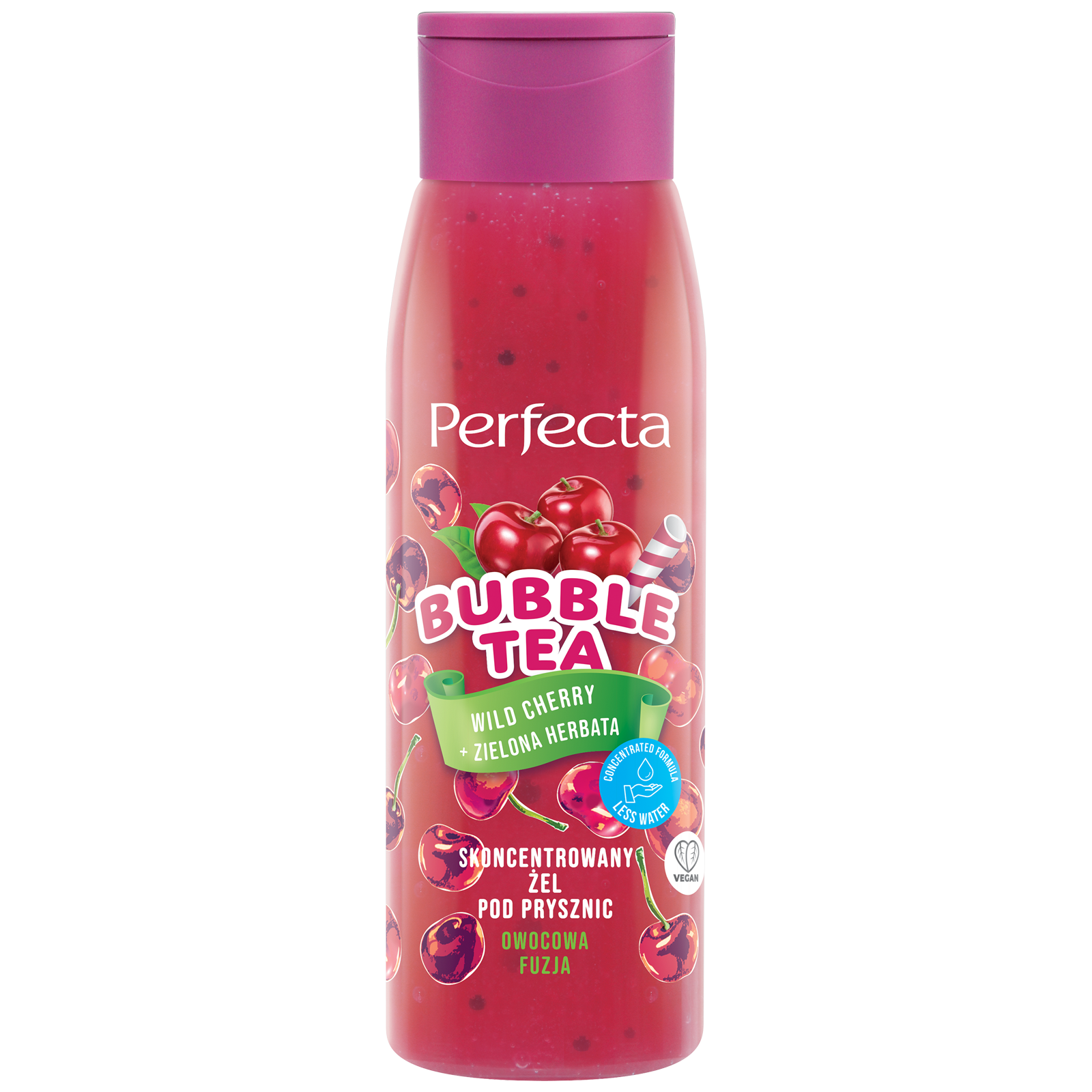 Perfecta Bubble Tea skoncentrowany żel pod prysznic wild cherry i zielona herbata, 400 g