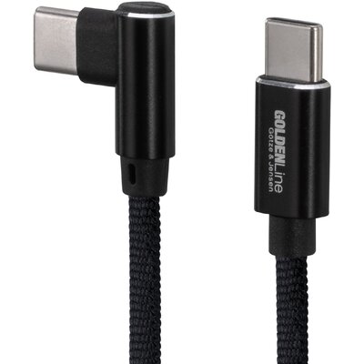 Kabel USB-C - USB-C kątowy GÖTZE & JENSEN Golden Line 1 m Czarny