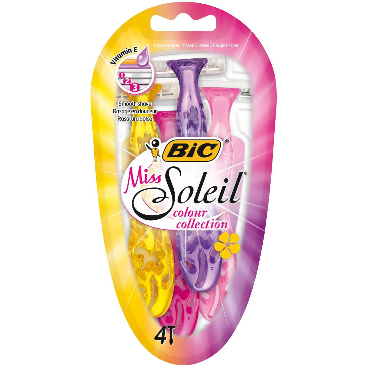 BIC Miss Soleil Colour Collection maszynka do golenia damska, 4 szt./1 opak.