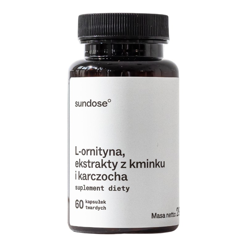 Sundose  L-ORNITYNA, EKSTRAKTY Z KMINKU I KARCZOCHA suplement diety, 60 kaps./1 opak.