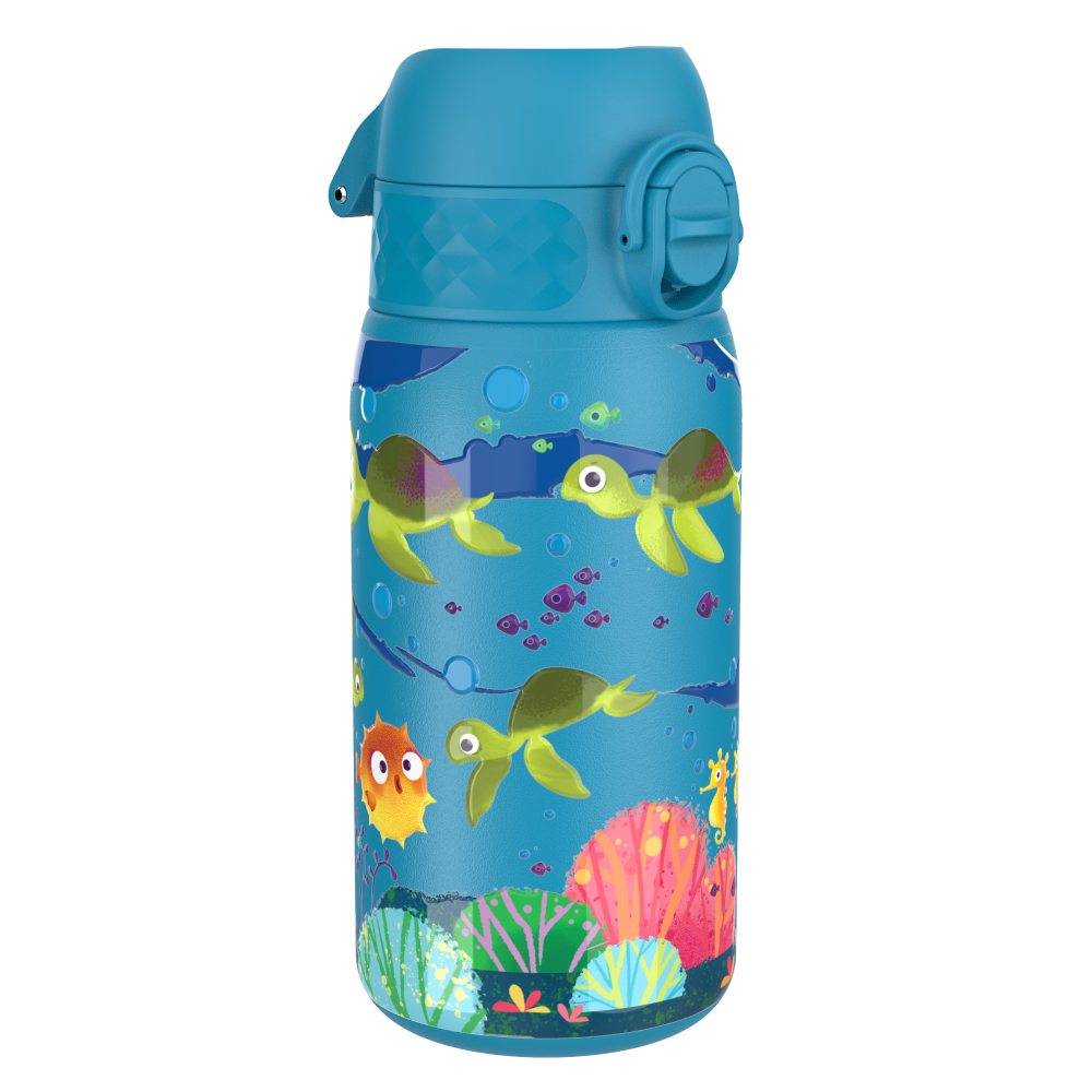 Ion8 bidon stalowy z ustnikiem, Niebieski Zółw morski, poj. 400 ml, 1 szt.