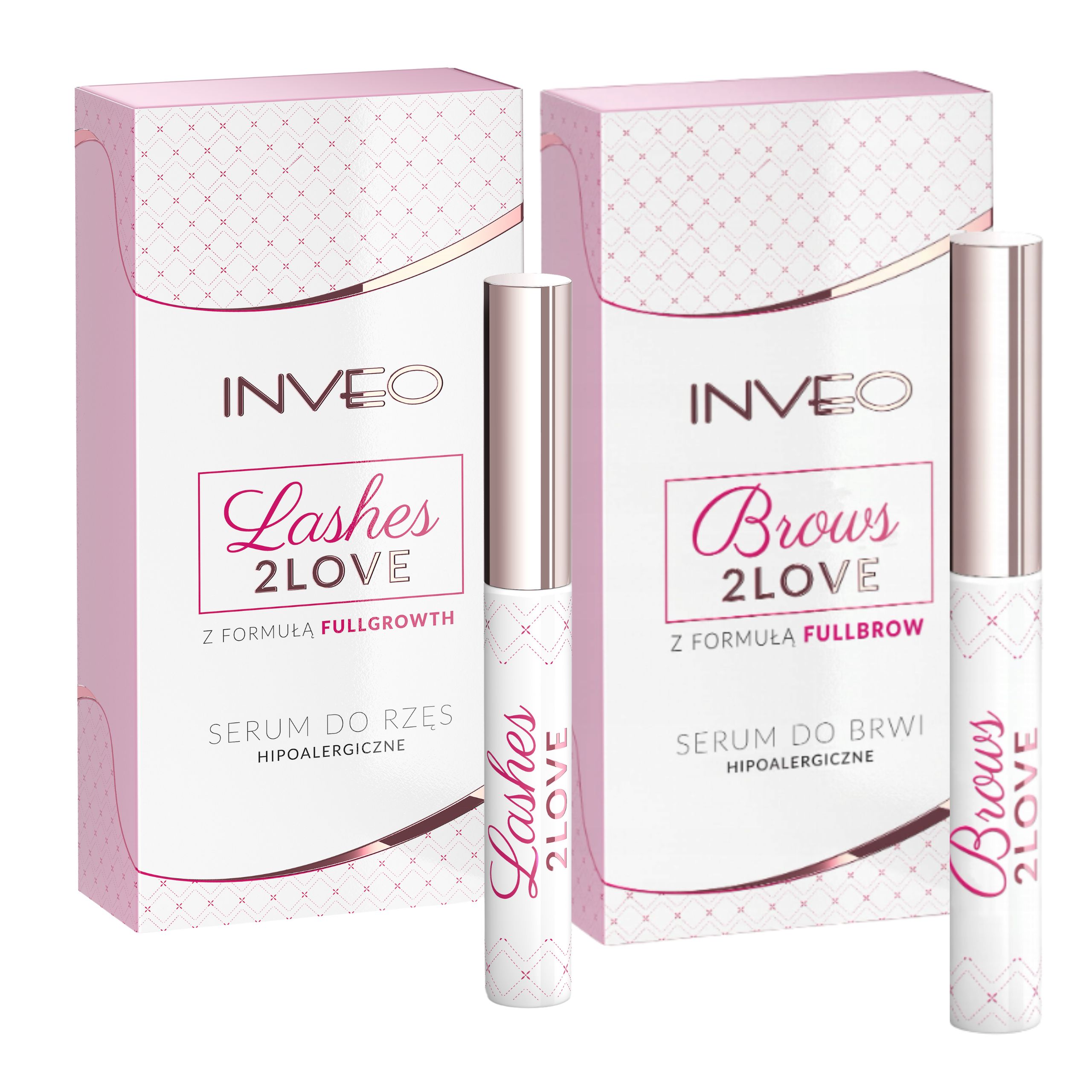 Inveo Lashes2Love zestaw: serum do brwi, skuteczna odżywka Brows2love, 3,5 ml + serum do rzęs Lashes2love, 3,5 ml