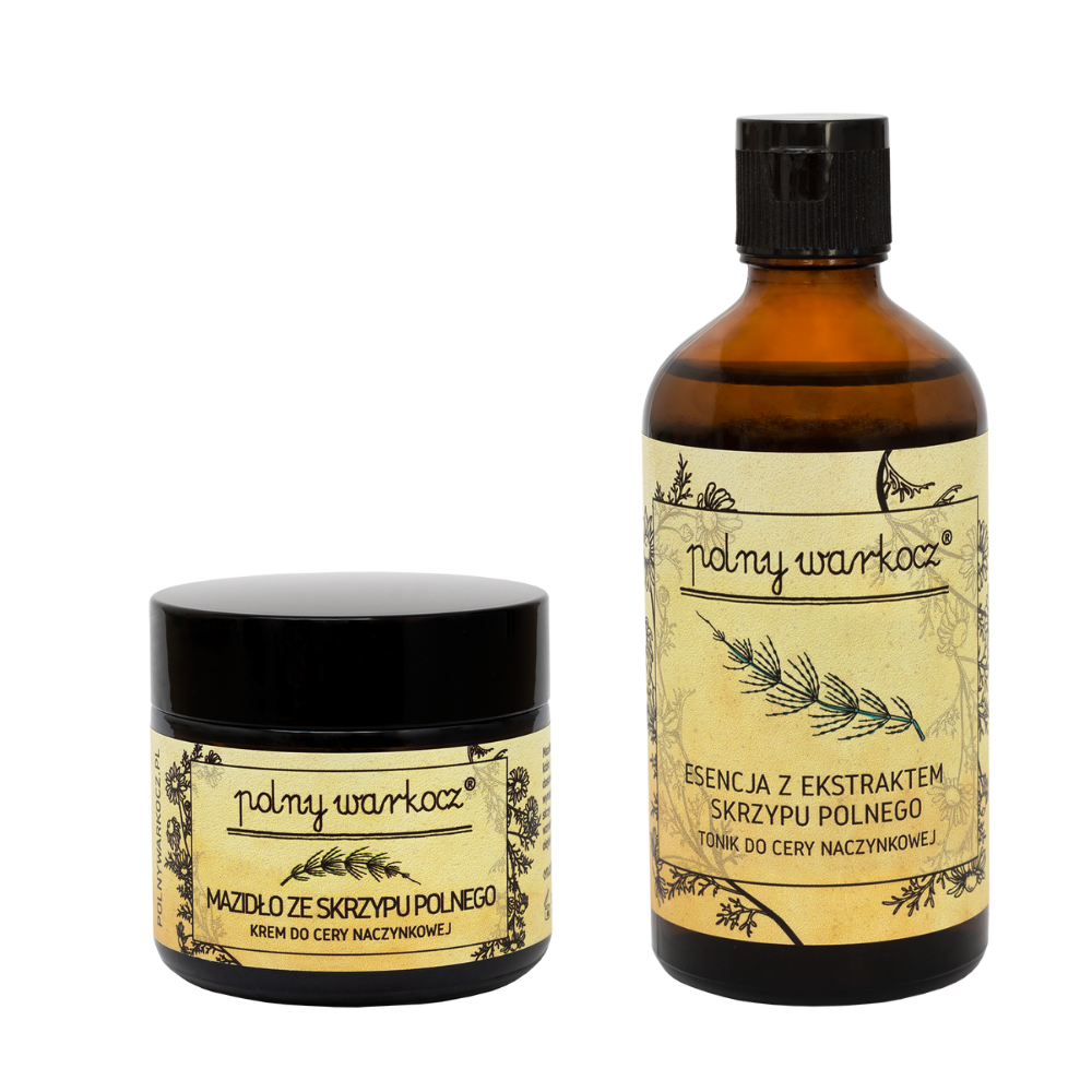 Polny Warkocz zestaw: krem do twarzy ze skrzypu polnego, 50 ml + esencja-tonik do twarzy z ekstraktem skrzypu, 100 ml