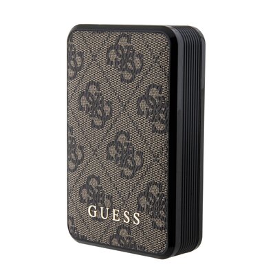 Powerbank GUESS 18W 10000mAh 18W 4G Leather Metal Logo Brązowy + Kabel