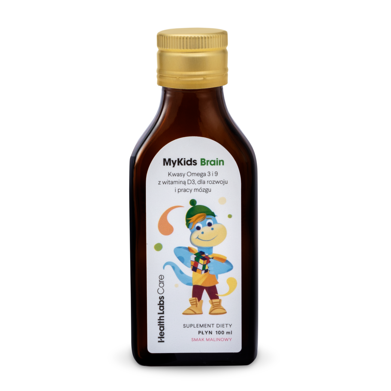 Health Labs Care MyKids Brain kwasy Omega 3 i 9 z witaminą D3 dla rozwoju i pracy mózgu dziecka suplement diety Malinowy, 100 ml