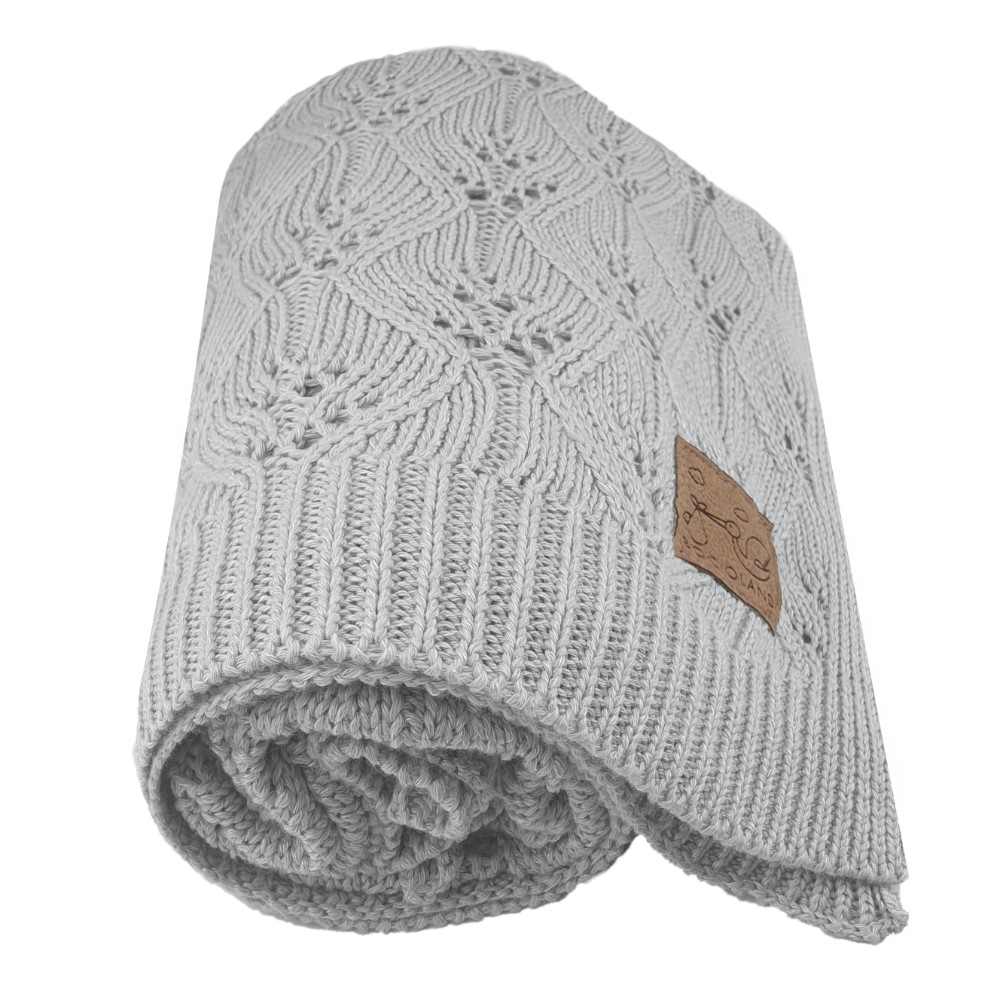 Bocioland ażurowy kocyk bambusowo-bawełniany milano jasny szary 80x100 cm, 1 szt.