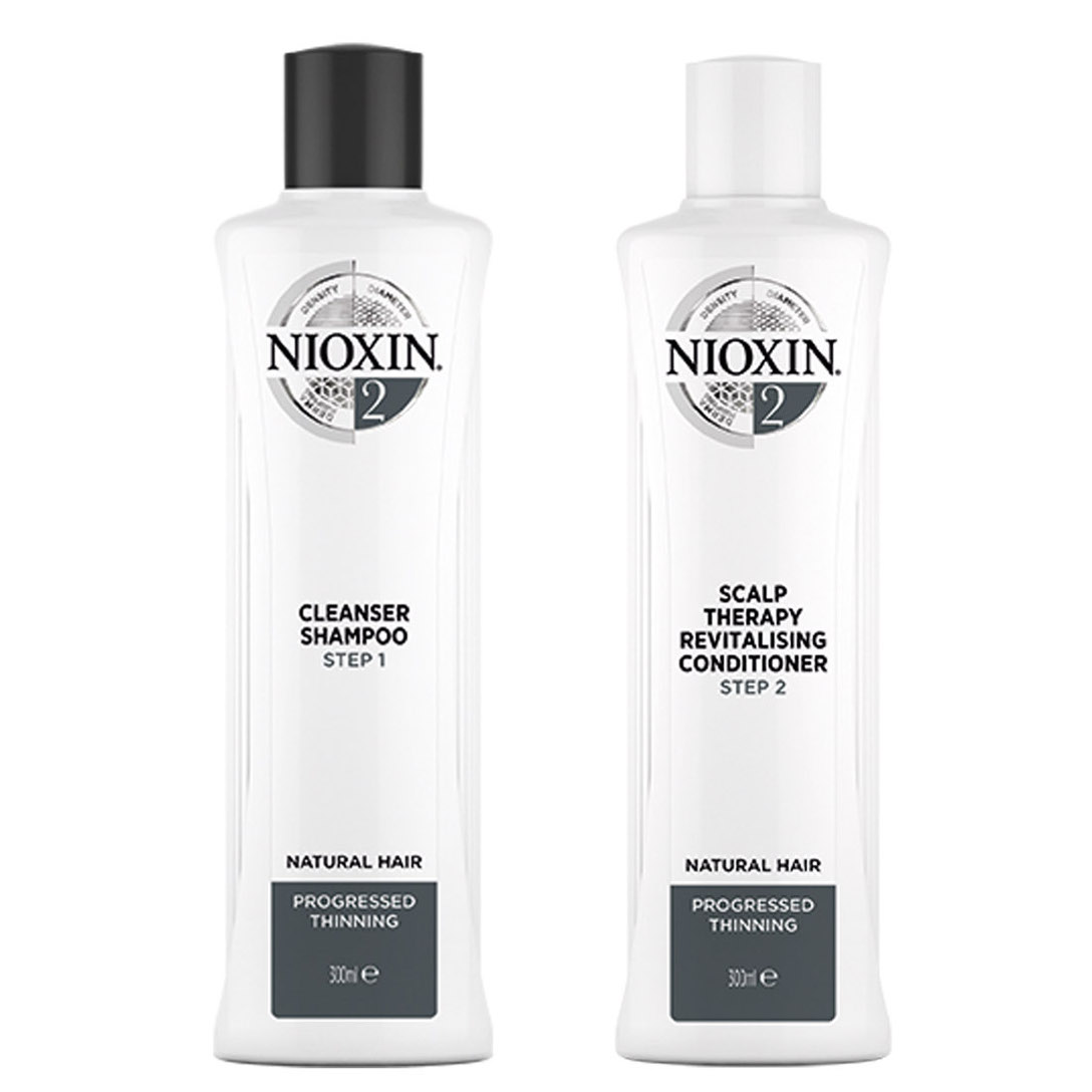 Nioxin System 2 zestaw przeciw wypadaniu do włosów naturalnych i znacznie przerzedzonych: szampon, 300 ml + odżywka, 300 ml
