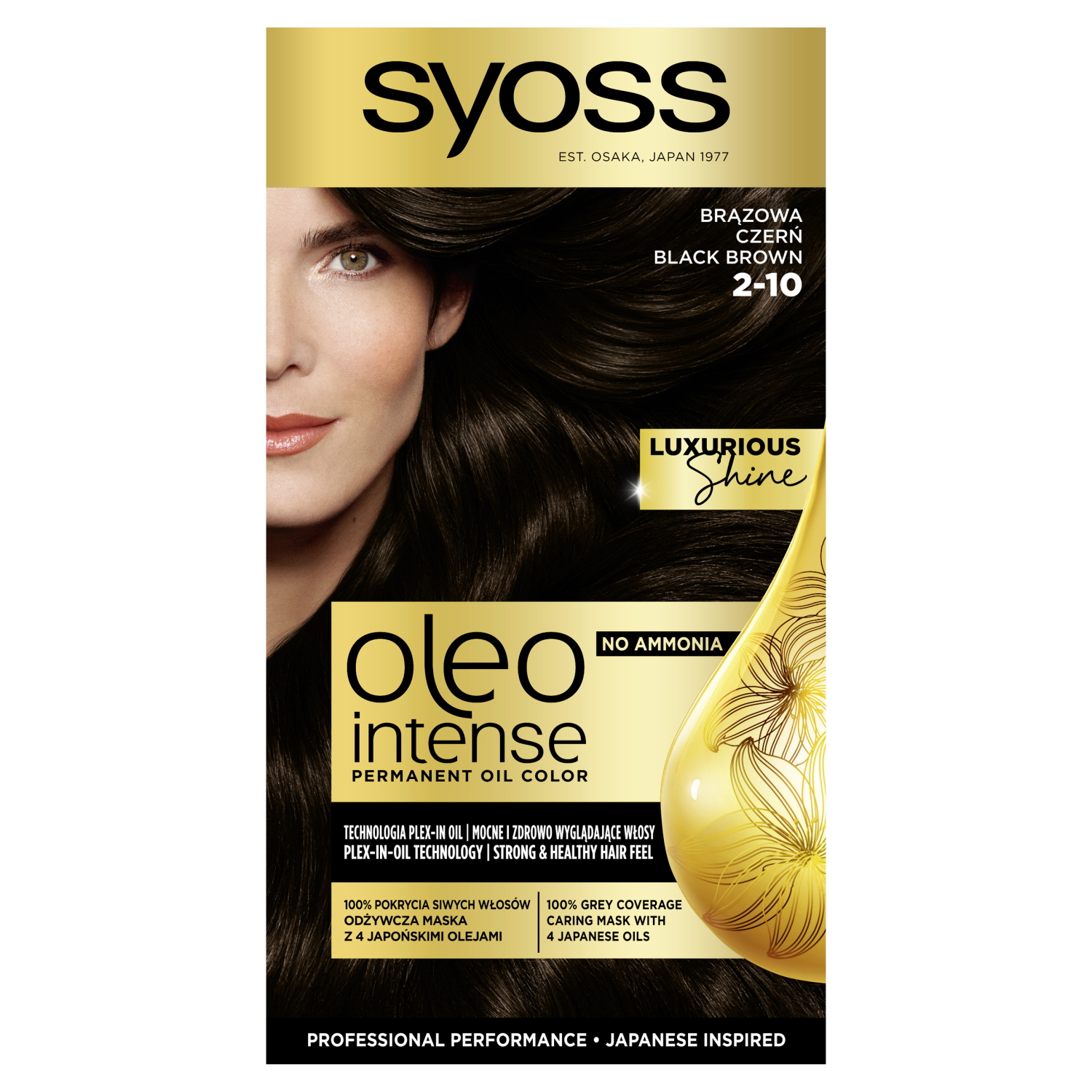 Syoss Oleo Intense farba do włosów bez amoniaku 2-10 brązowa czerń, 1 opak.