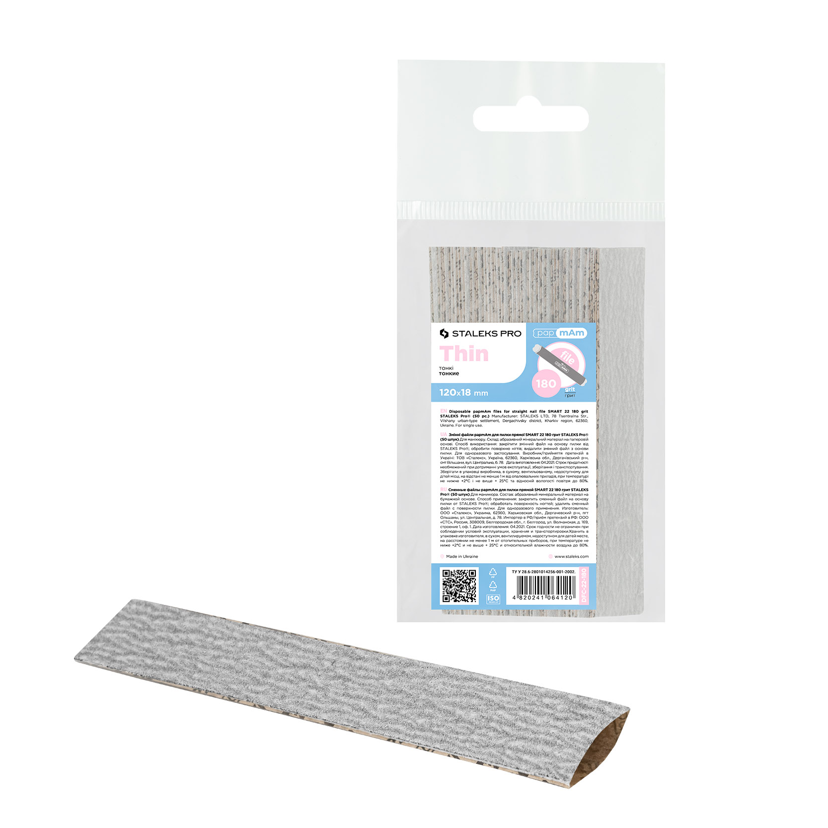 Staleks Pro Smart 22 DFC-22-180 zestaw wymiennych nakładek PapMam do pilnika prostego, gradacja 180, 50 szt./1 opak.