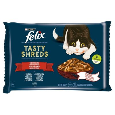 Karma dla kota FELIX Tasty Shreds Wołowina i Kurczak (4 x 80 g)