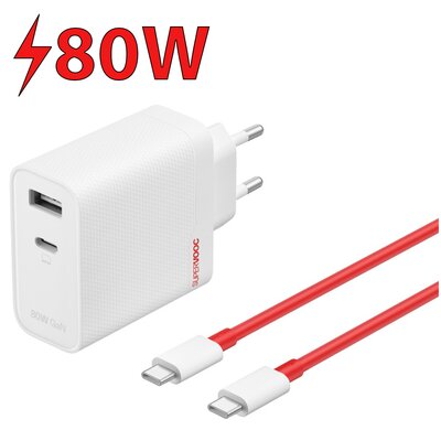 Ładowarka sieciowa ONEPLUS SuperVOOC GaN 80W Biały + Kabel USB-C - USB-C