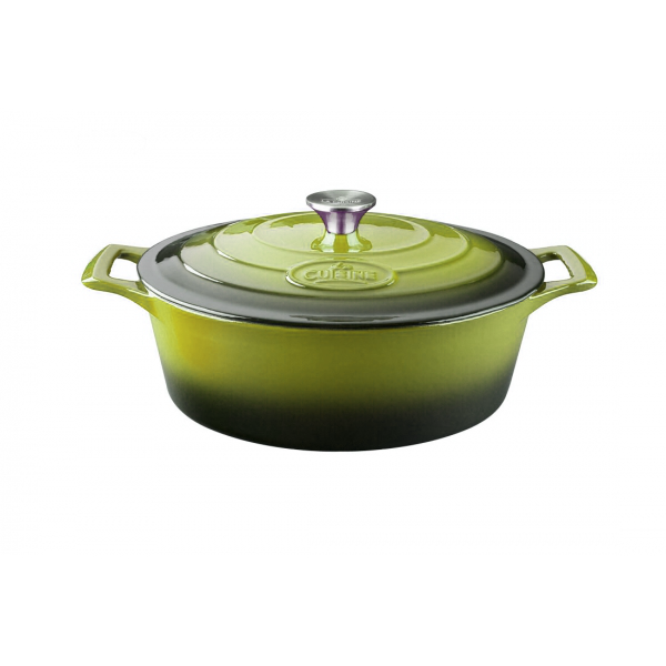 La Cuisine - Garnek żeliwny owalny Pro 29 cm 4.75 l Zielony