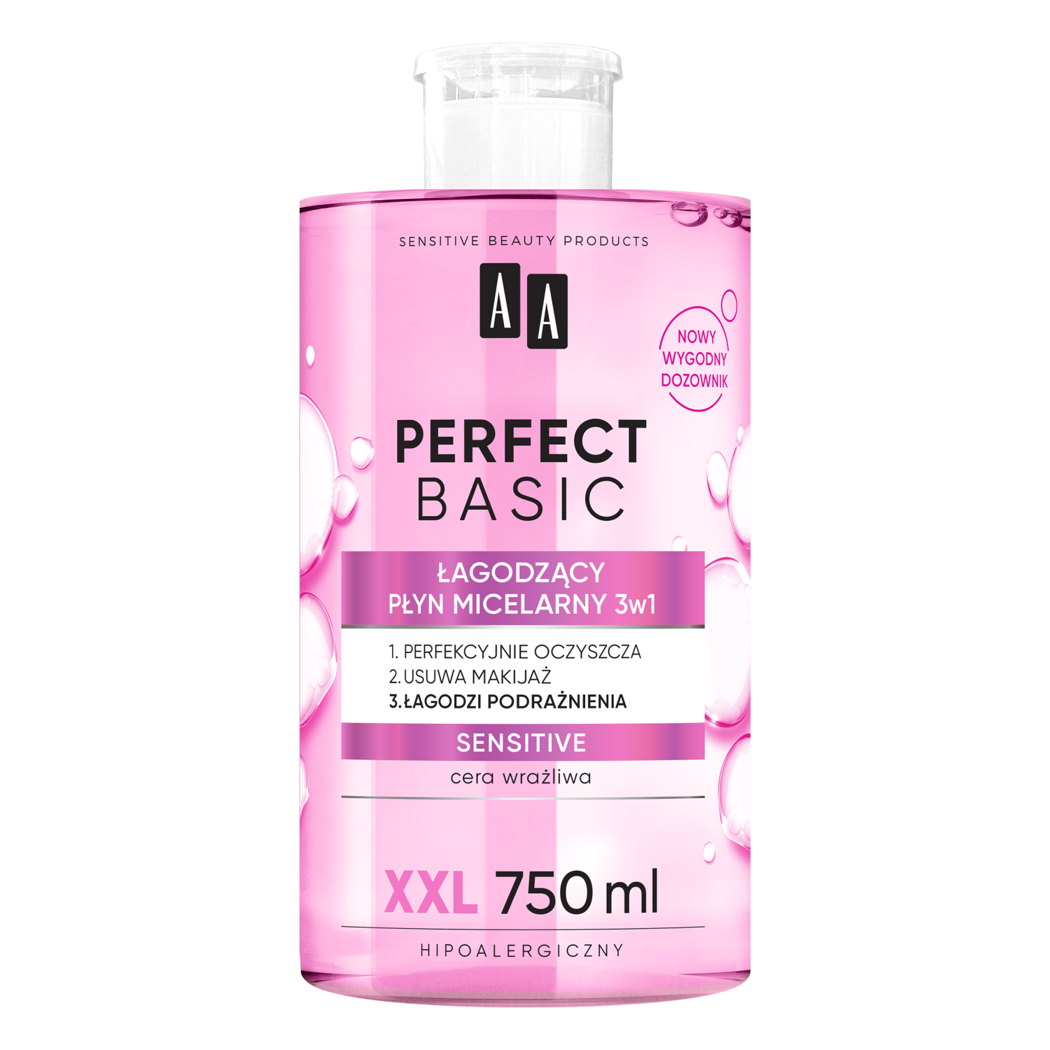 AA Perfect Basic łagodzący płyn micelarny do demakijażu twarzy, 750 ml