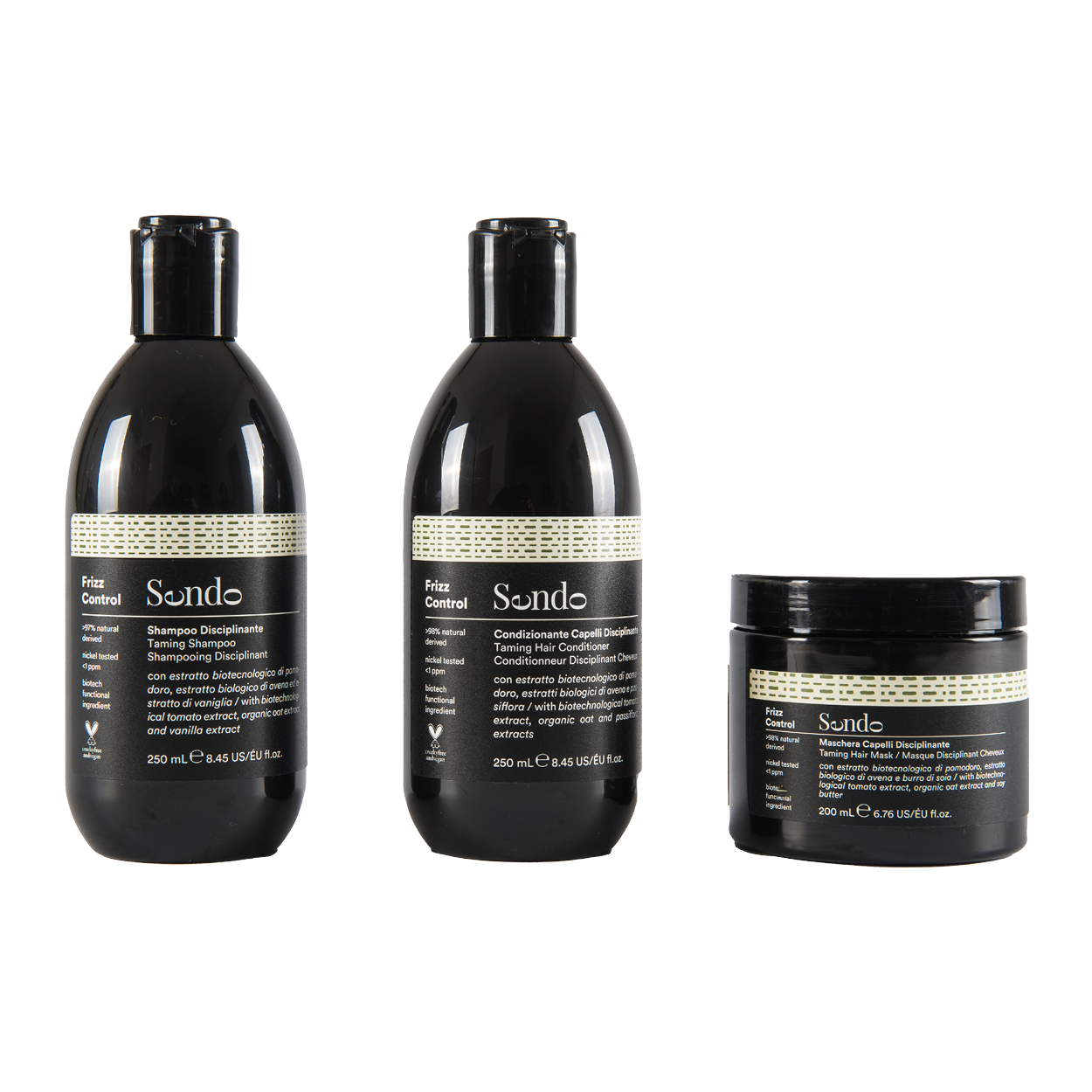 Sendo Frizz Control zestaw do pielęgnacji puszących się włosów: szampon, 250 ml + odżywka, 250 ml + maska, 200 ml