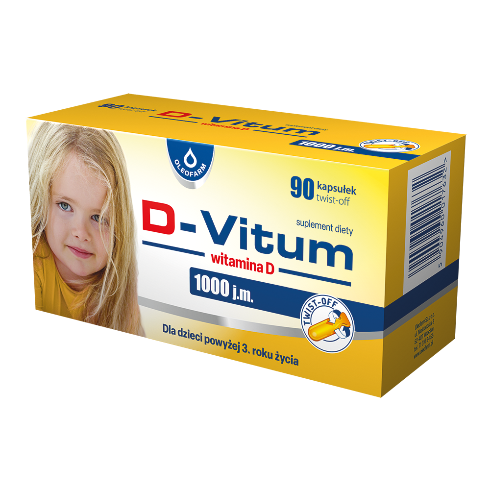 D-Vitum dla dzieci suplement diety witamina D 1000 j.m. w formie twist off, 90 kaps./1 opak.