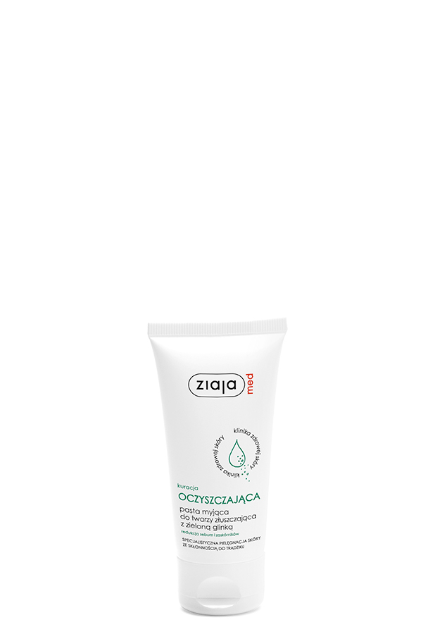 Ziaja Med kuracja oczyszczająca pasta myjąca do twarzy złuszczająca z zieloną glinką, 75 ml