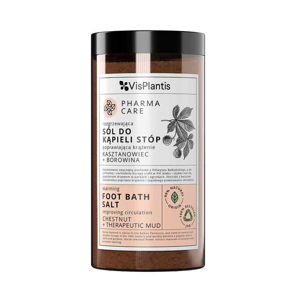 Vis Plantis Pharma Care rozgrzewająca sól do stóp kasztanowiec i borowina, 560 g