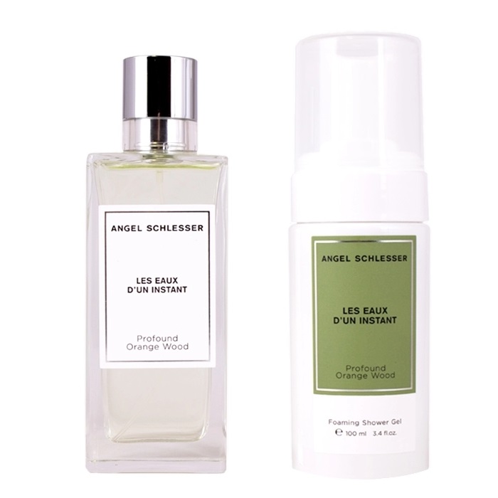 Angel Schlesser Les Eaux D'un Instant Profound Orange Wood zestaw: woda toaletowa unisex, 100 ml + perfumowana pianka pod prysznic, 100 ml
