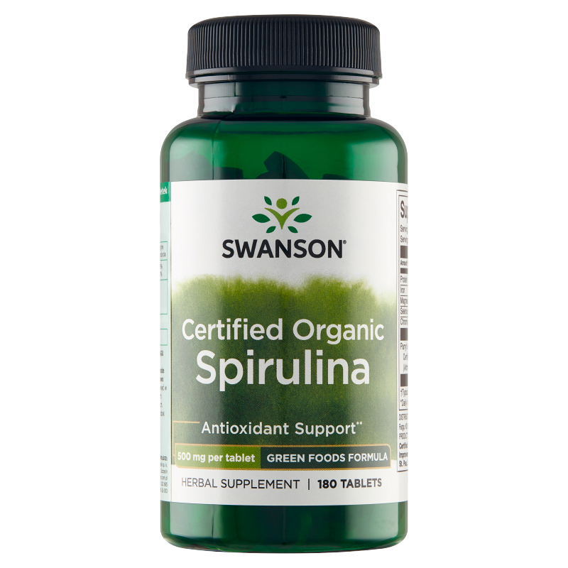 Swanson Spirulina organiczna certyfikowana, suplement diety, 180 kapsułek