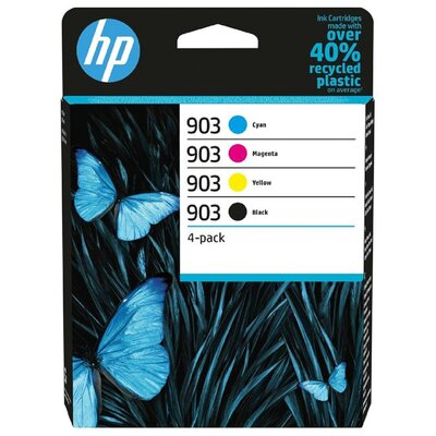 Zestaw tuszów HP 903 Instant Ink Czarny 12.4 ml, Błękitny 4.5 ml, Purpurowy 4.5 ml, Żółty 4.5 ml 6ZC73AE