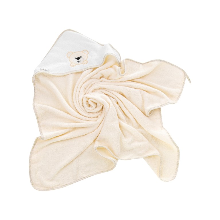 Bocioland okrycie kąpielowe miś 100x100 cm beżowe, 1 szt.