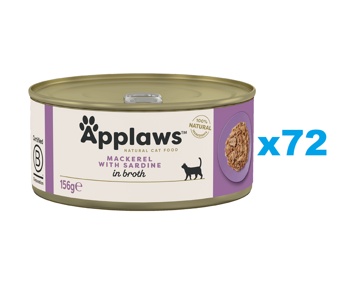 APPLAWS Cat Adult Mackerel with Sardine in Broth makrela i sardynka w bulionie 72x156 g