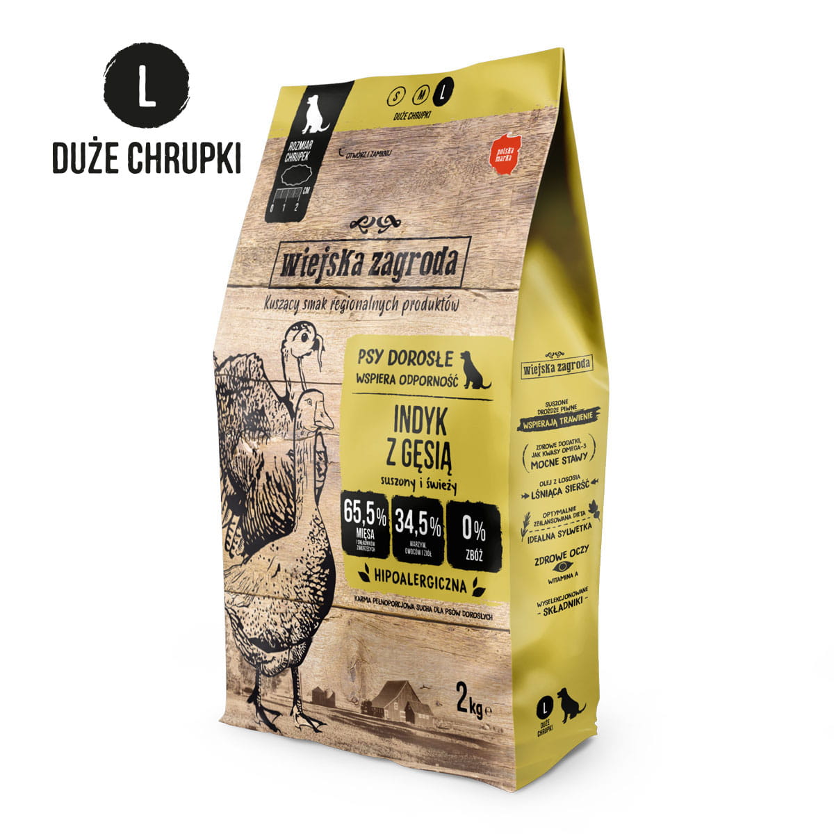 Wiejska Zagroda Karma dla psa indyk z gęsią L 2 kg
