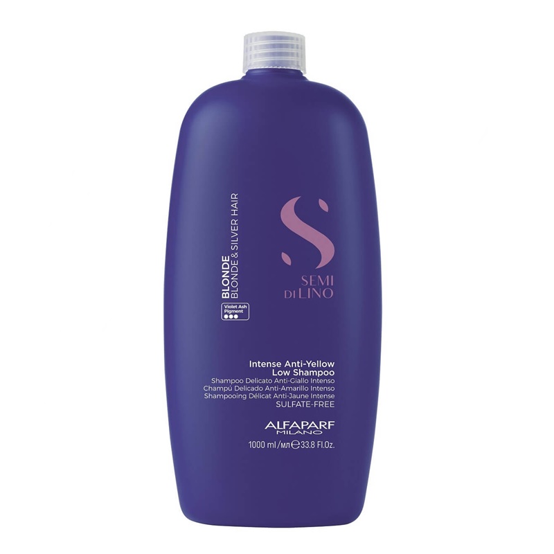 Alfaparf Semi Di Lino Intense Blonde Anti-Yellow Low szampon do włosów blond i siwych, 1000 ml