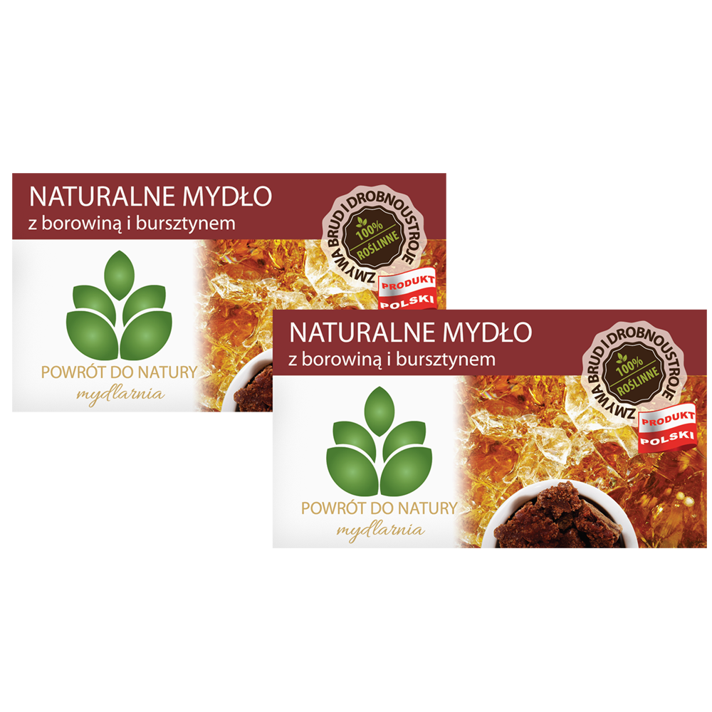 Powrót do natury 100 % roślinne naturalne mydło z borowiną i bursztynem, 2 szt.