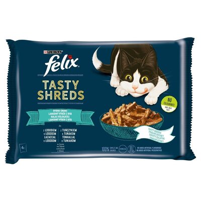 Karma dla kota FELIX Tasty Shreds Łosoś i Tuńczyk (4 x 80 g)