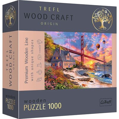 Puzzle TREFL Wood Craft Zachód słońca nad Golden Gate 20164 (1000 elementów)
