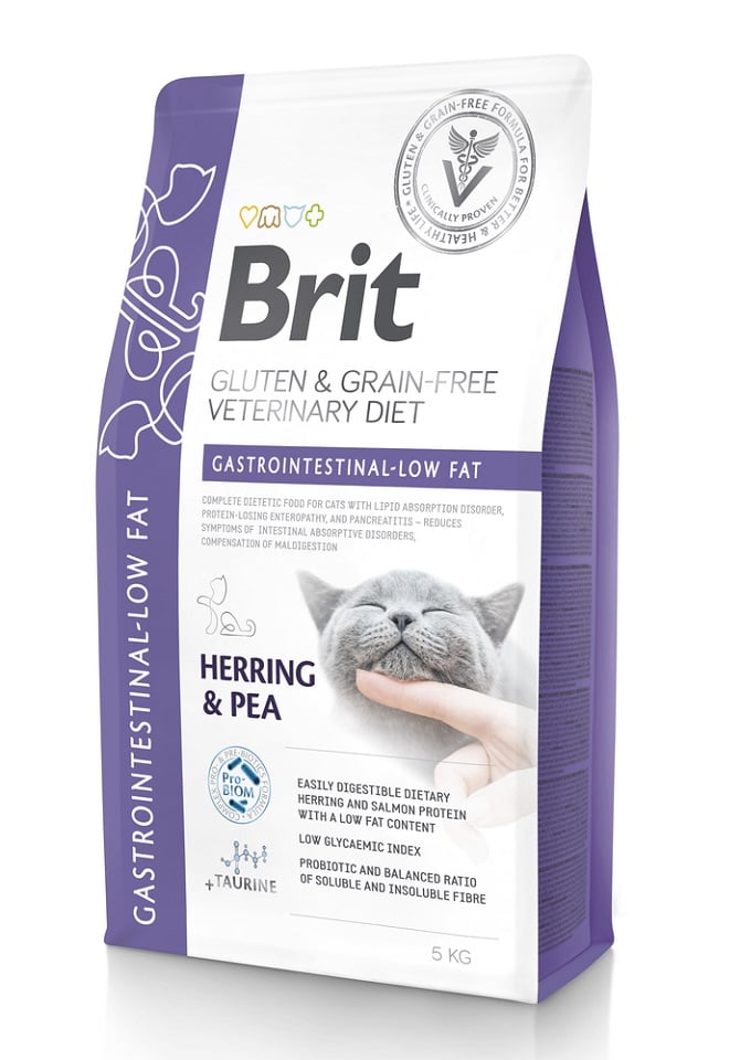 BRIT Veterinary Diets Cat Gastrointestinal Low Fat 5 kg na zaburzenia ze strony układu pokarmowego kota