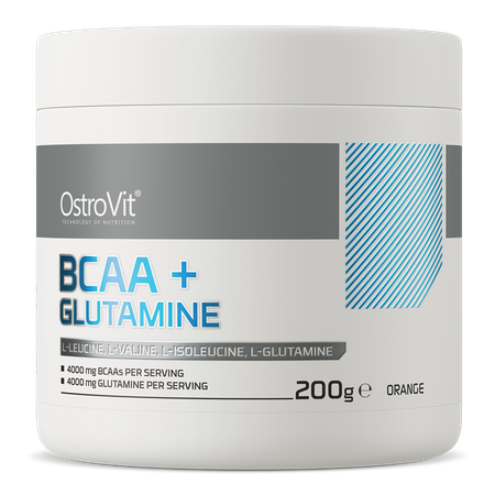 OstroVit BCAA + Glutamina suplement diety o smaku pomarańczowym, 200 g