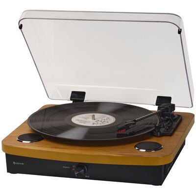 Gramofon DENVER VPL-230 Orzech, Manualny, Napęd paskowy, BT, USB, Wbudowane głośniki, Prędkość odtw. 33 1/3,45,78 obr./min