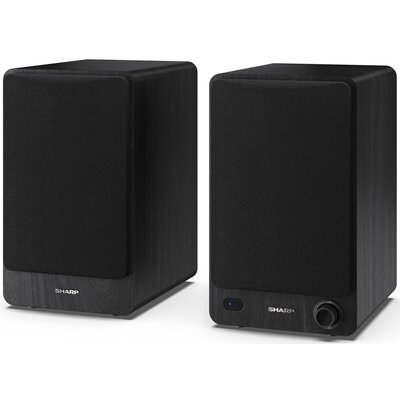 Aktywne, Podstawkowe kolumny głośnikowe SHARP CP-S30 Czarne (2 szt.), Bluetooth 5.0, Wbudowany Equalizer, Wejście USB