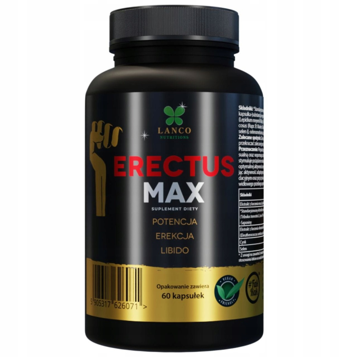 Lanco Nutritions Erectus Max suplement diety, 60 kaps./1 opak.