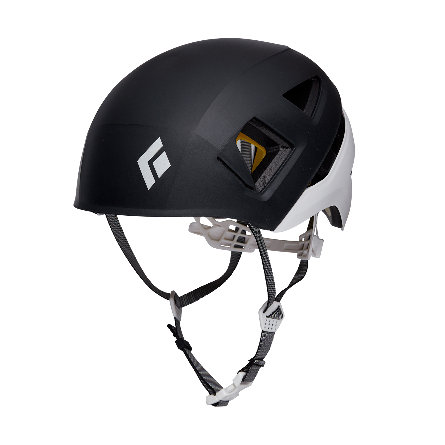 Kask wspinaczkowy z systemem antyudarowym Black Diamond Capitan MIPS black/white - M-L