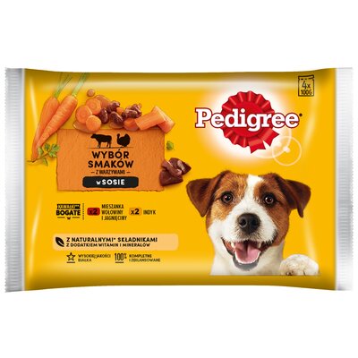 Karma dla psa PEDIGREE Vital Protection Wołowina Jagnięcina Indyk Marchewka (4 x 100 g)